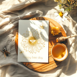 Zonnebloem Folie Happy Bee Day Verjaardag Kaart