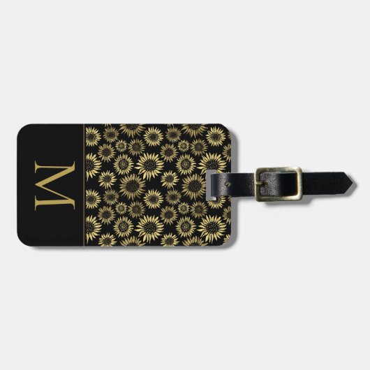 Zonnebloem Folie Initiaal Monogram Reizen Bagagela Bagagelabel (Voorkant horizontaal)