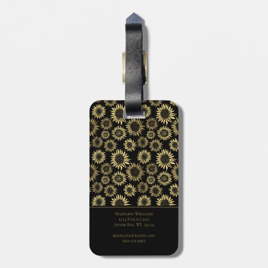 Zonnebloem Folie Initiaal Monogram Reizen Bagagela Bagagelabel (Achterkant verticaal)