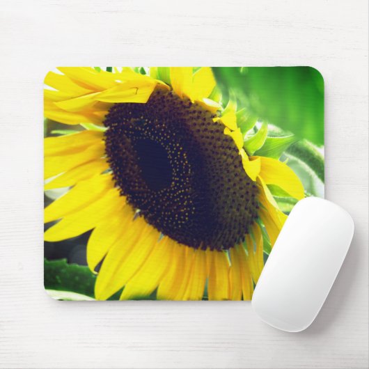 Zonnebloem Foto afgedrukt op een Mousepad Muismat (Met muis)