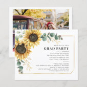 Zonnebloem Foto Afstuderen 2025 Party Invitation (Voorkant / Achterkant)