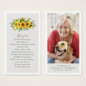 Zonnebloem foto begrafenis gunst gedenkteken Kaart (Voorkant /achterkant)