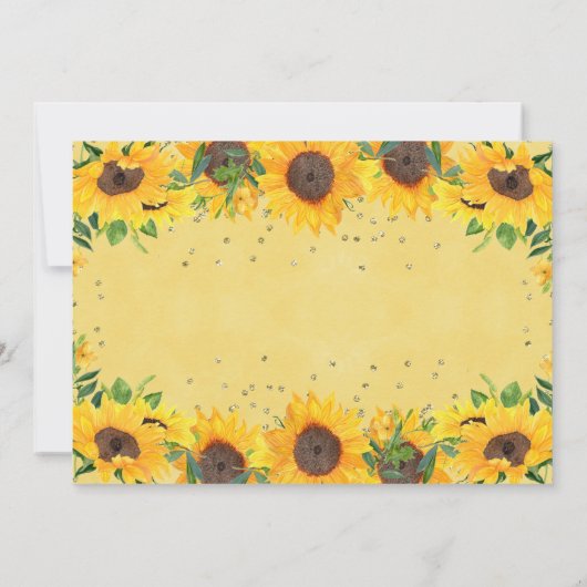 Zonnebloem foto eerste verjaardag uitnodiging meis (Achterkant)