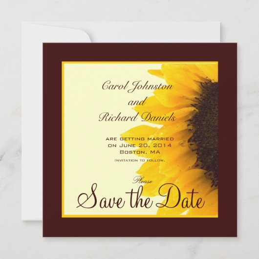Zonnebloem Foto Floral Save the Date Cards (Voorkant)