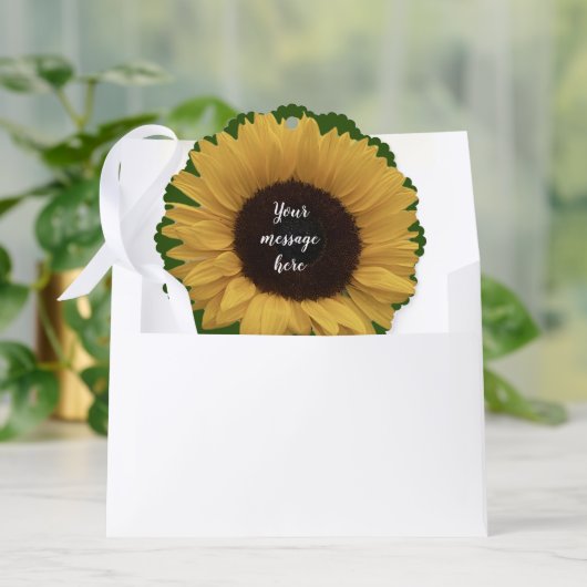 Zonnebloem Foto Gift Label Ornament Kaart (Envelop)