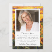 Zonnebloem foto Keepsake begrafenismonument Bedankkaart (Voorkant)