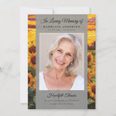 Zonnebloem foto Keepsake begrafenismonument Bedankkaart (Voorkant)