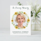 Zonnebloem Foto Memorial Sympathie Bedankkaart (Staand voorkant)