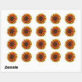 Zonnebloem Foto met Gele Oranje Verloopkleur Ronde Sticker (Vel)