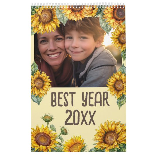 Zonnebloem foto nieuw jaar kalender (Hoes)