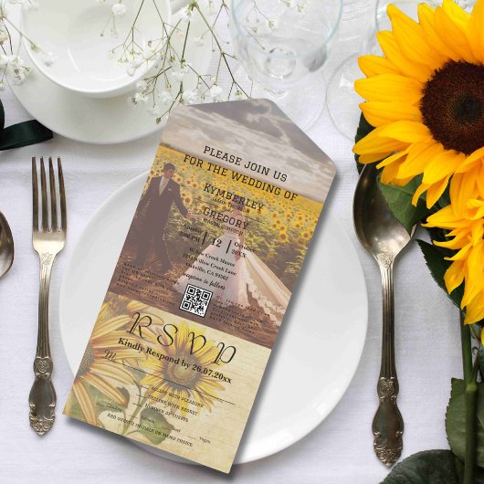  Zonnebloem Foto QR Code All In One Uitnodiging