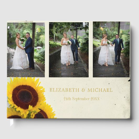 Zonnebloem Foto Rustic Elegant Wedding Gastenboek (Voorkant)
