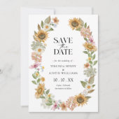 Zonnebloem Foto Save the Date Kaart (Voorkant)