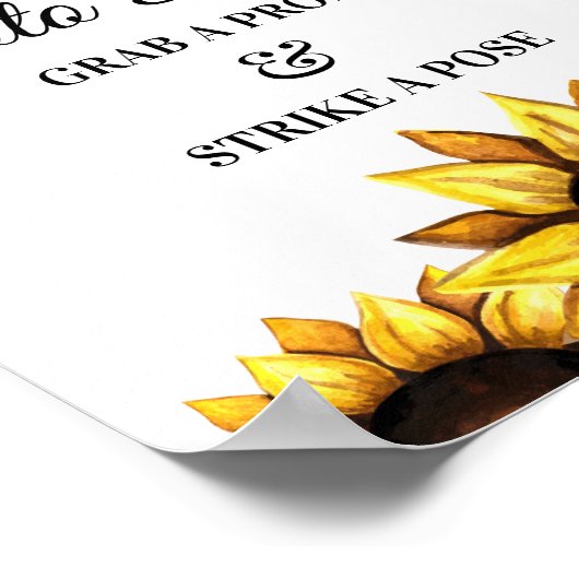 Zonnebloem Fotobordgeel Poster voor bruiloft (Hoek)