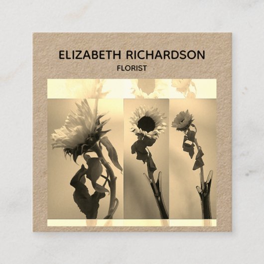 Zonnebloem Fotocollage Artistic Craft Vierkante Visitekaartje (Voorkant)