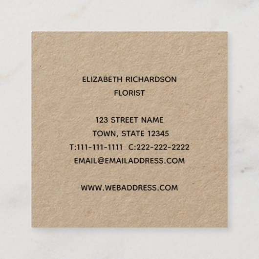 Zonnebloem Fotocollage Artistic Craft Vierkante Visitekaartje (Achterkant)