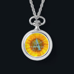 Zonnebloem fotografie monogram en naam modern horloge<br><div class="desc">Moderne, heldere leuke zonnebloem fotografie monogram en naamontwerp. Ideaal voor verjaardags-, kerst-, afstuderen-, bruiloft- of viering.</div>