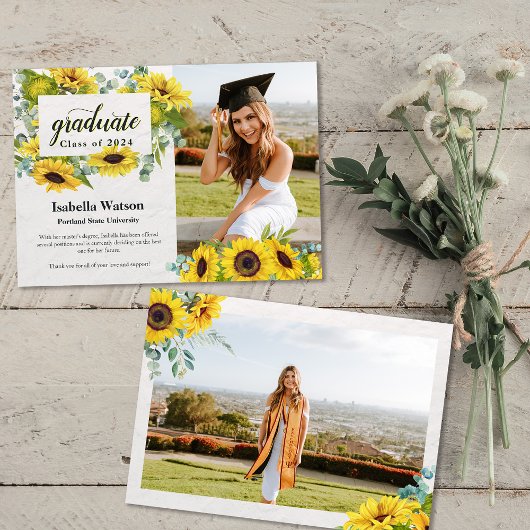 Zonnebloem Fotoscript Afstuderen Aankondiging