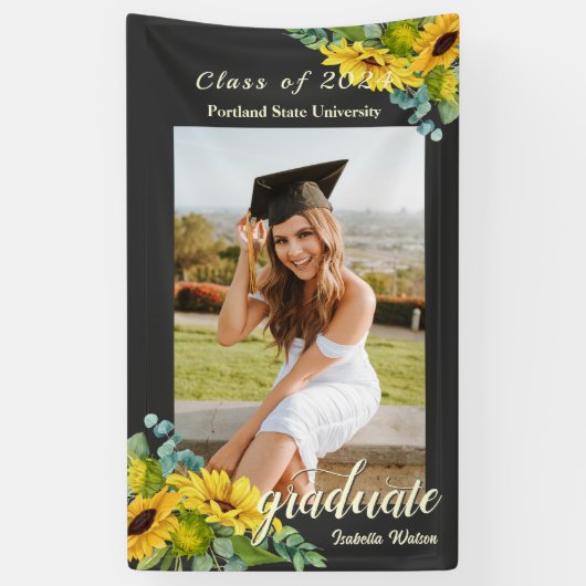 Zonnebloem Fotoscript Graduation Party Spandoek (Verticaal)