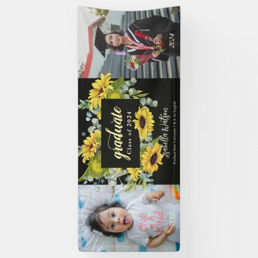 Zonnebloem Fotoscript Graduation Party Spandoek (Verticaal)