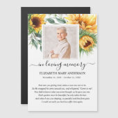 Zonnebloem Fotosympathie Funeral Prayer Kaart (Voorkant / Achterkant)