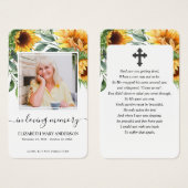 Zonnebloem Fotosympathie Funeral Prayer Kaart (Voorkant /achterkant)