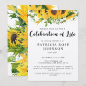 Zonnebloem Funeral Celebration of Life Announcemen Kaart (Voorkant / Achterkant)