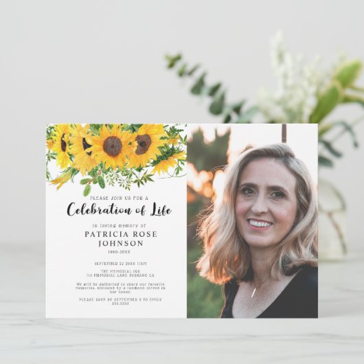 Zonnebloem Funeral Celebration of Life Photo Kaart (Staand voorkant)