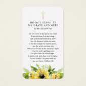 Zonnebloem Funeral in Loving Memory Poem Kaart (Achterkant)