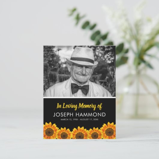 Zonnebloem Funeral Order of Service | Dank u wel (Staand voorkant)