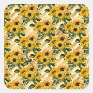 Zonnebloem geeft de zonnebloem een favoriete emble vierkante sticker