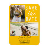 Zonnebloem Geel 2 Foto's Save the Date Wedding Magneet (Verticaal)