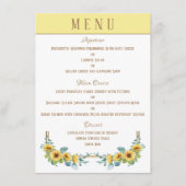 Zonnebloem (geel) 4,5" x 6,25" Wedding Menu (Voorkant)