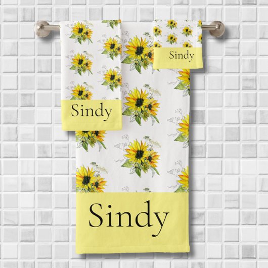 Zonnebloem Geel Badhanddoek set Bad Handdoek