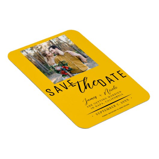 Zonnebloem Geel Bewaar de datum Foto Bruiloft Magneet (Rechterzijde)