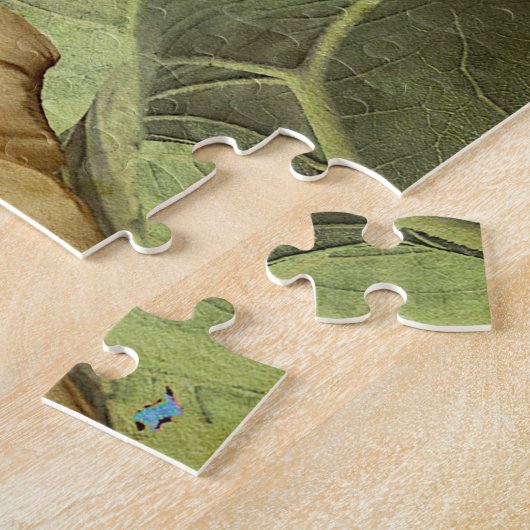 Zonnebloem Geel Blauw Boho Rustisch Land Floral Legpuzzel (Zijkant)