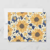 Zonnebloem Geel Blauw Bruiloft Feest Aangepaste Na Bedankkaart (Achterkant)