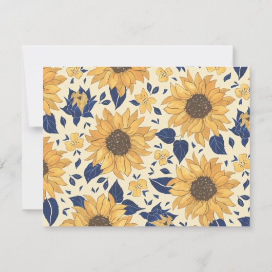 Zonnebloem Geel Blauw Bruiloft Feest Aangepaste Na Bedankkaart (Achterkant)