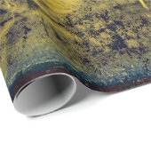 Zonnebloem Geel Blauw Schets  Antiek Cadeaupapier (Rol Hoek)