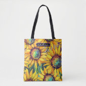 Zonnebloem geel blauw tote bag (Voorkant)