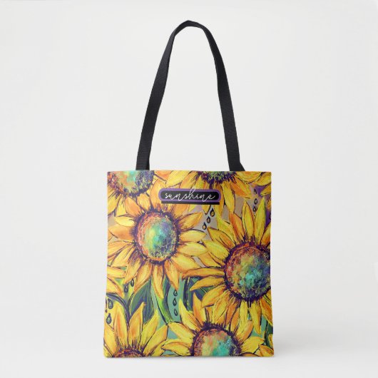 Zonnebloem geel blauw tote bag (Voorkant)