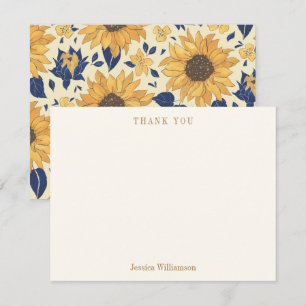 Zonnebloem Geel Blauw Vrijgezellenfeest Aangepaste Bedankkaart