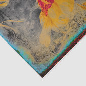 Zonnebloem Geel Blauwgroen Antiek Schets Tissuepapier (Detail)