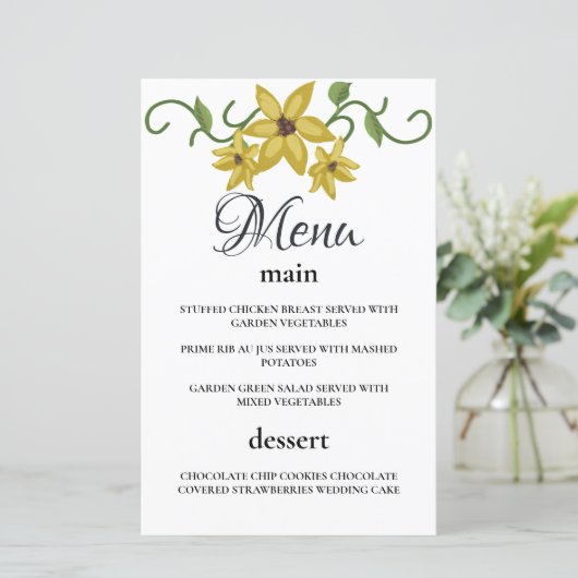 Zonnebloem Geel Bloemen Botanische Hand getrokken  (Staand voorkant)