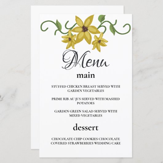 Zonnebloem Geel Bloemen Botanische Hand getrokken (Voorkant / Achterkant)