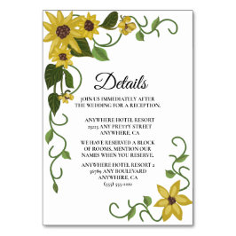 Zonnebloem Geel Bloemen Botanische Hand getrokken  Kaart