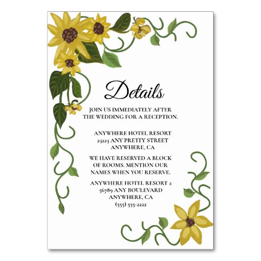 Zonnebloem Geel Bloemen Botanische Hand getrokken  Kaart (Voorkant)