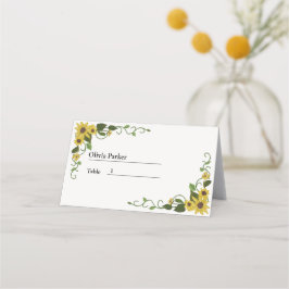 Zonnebloem Geel Bloemen Botanische Hand getrokken  Plaatskaartje