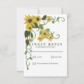 Zonnebloem Geel Bloemig Botanisch Handgetekend Oli RSVP Kaartje (Voorkant)