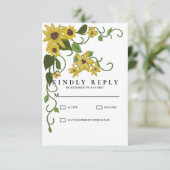 Zonnebloem Geel Bloemig Botanisch Handgetekend Oli RSVP Kaartje (Staand voorkant)